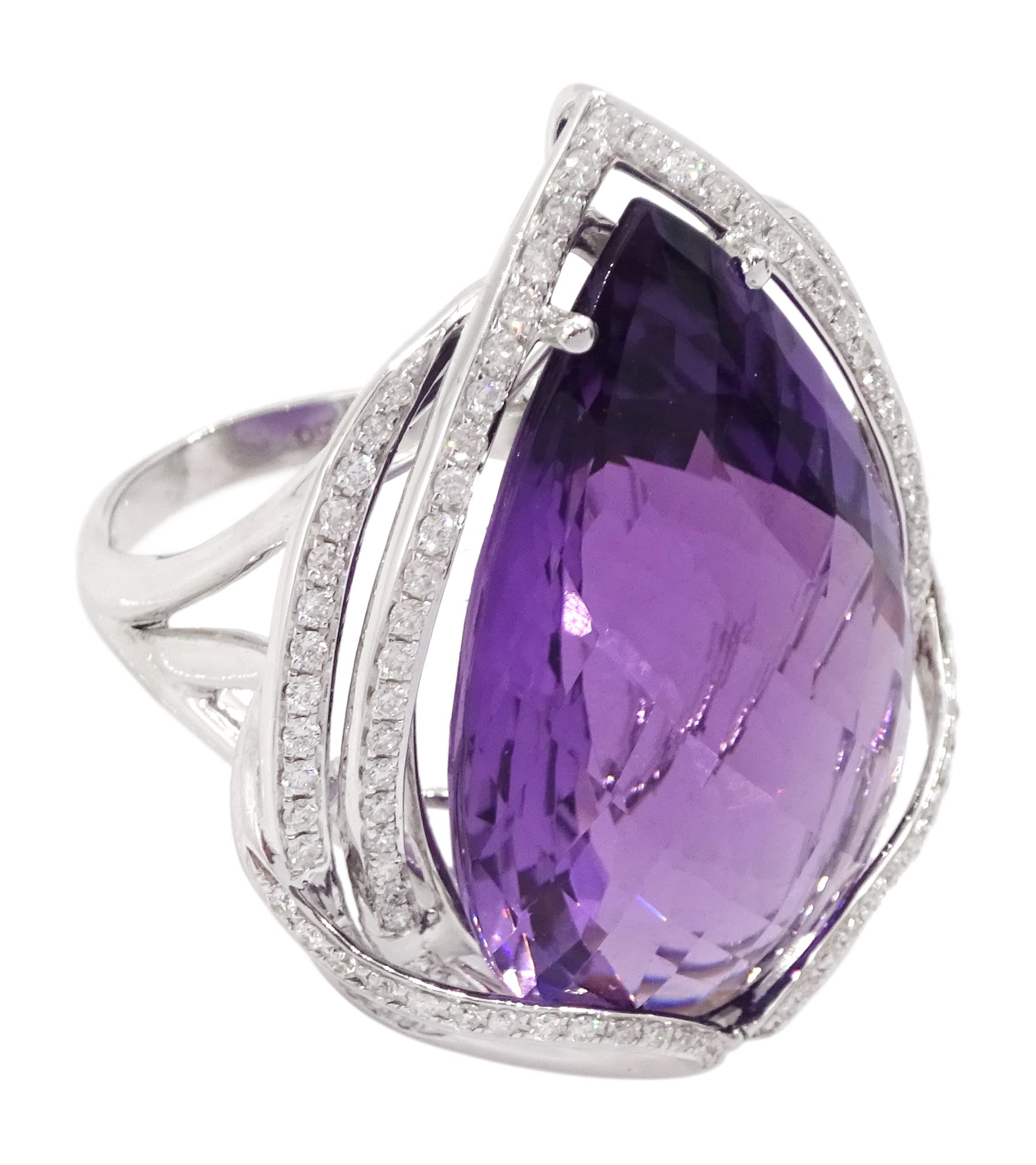 18ct white gold amethyst and diamond suite - Image 8 of 15