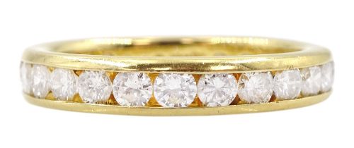 18ct gold channel set round brilliant cut diamond full eternity ring