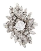 18ct white gold diamond spay design cluster ring