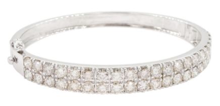 White gold two row round brilliant cut diamond bangle