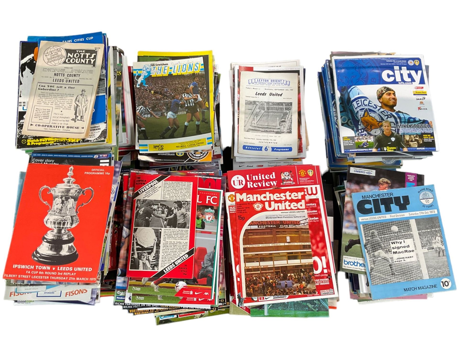 Leeds United football club - approximately four-hundred away game programmes including