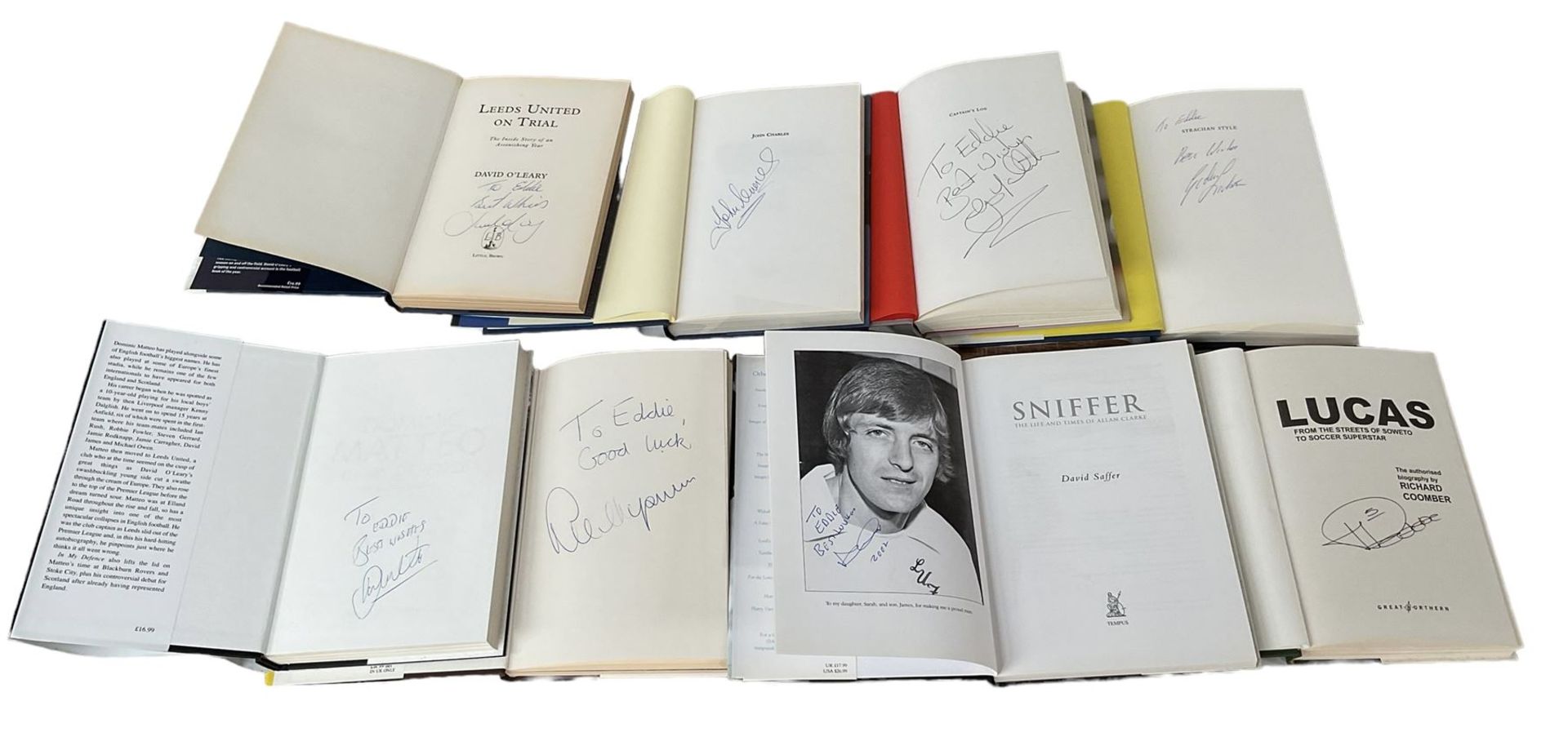 Leeds United football club interest - thirty-three mostly signed books including Biting Talk Norman - Bild 7 aus 11