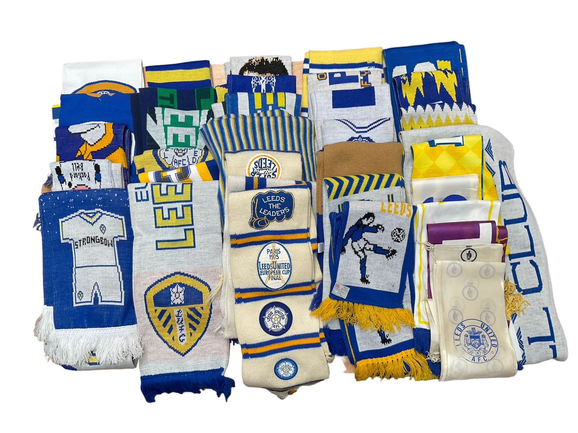Leeds United football club - thirty-five club scarves including Champions 1992