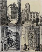 Collection of twelve etchings from 'Rouen Illustre' after Brunet-Debaines