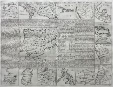 Henri Abraham Chatelain (French 1684-1743): 'Carte d' Espagne et des principaux etats appartements a