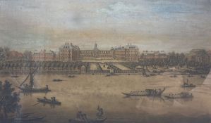J Maurer (British fl1713-c1761) after Francis Vivares (French 1709-1780): 'A View of the Royal Hospi