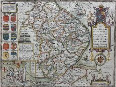 John Speed (British 1552-1629): 'The Countie and Citie of Lyncolne Described with the Armes of them