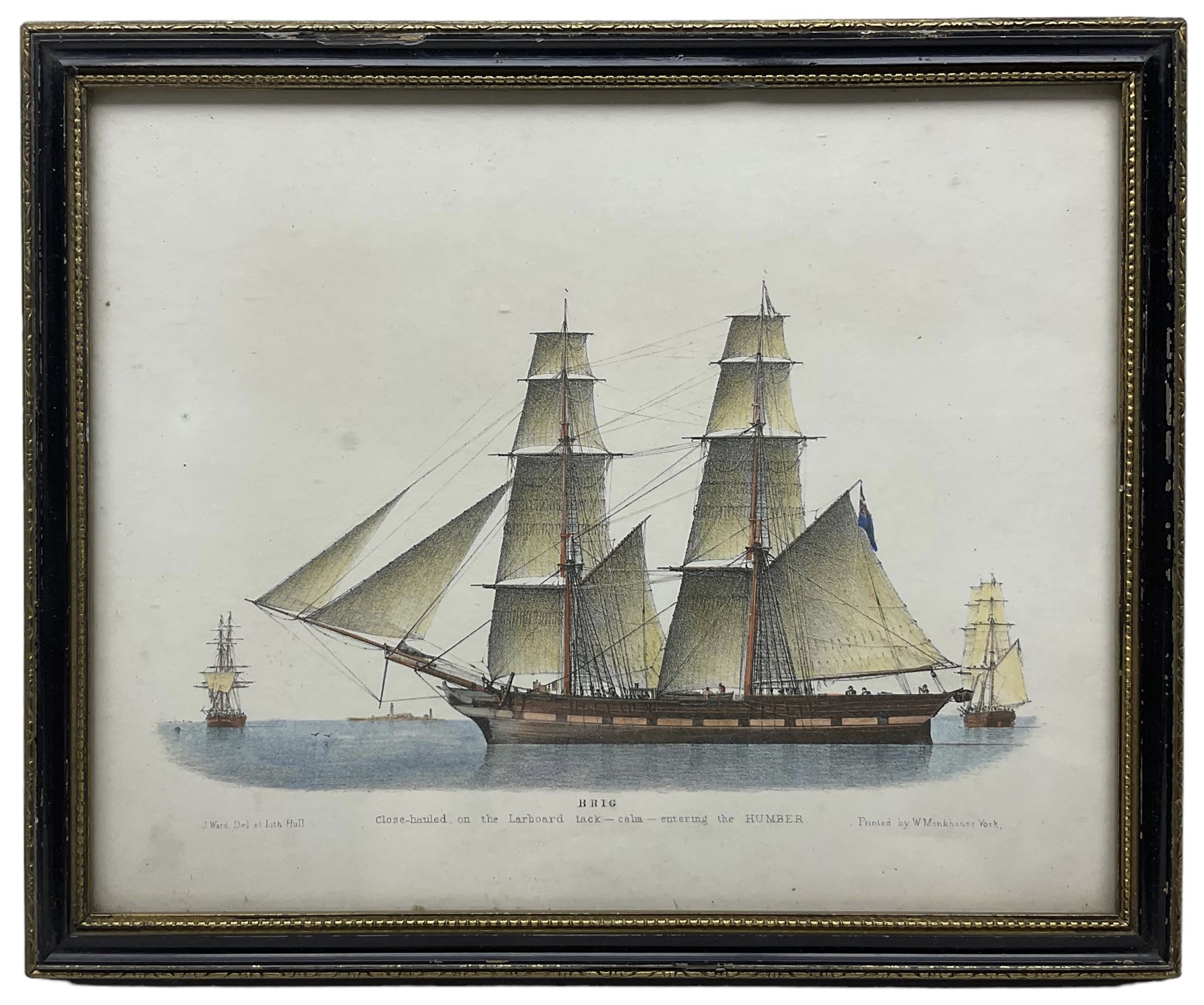 John Ward of Hull (British 1798-1849): 'The Steam Vessel' 'Brig Entering the Humber' and British Man - Image 4 of 4