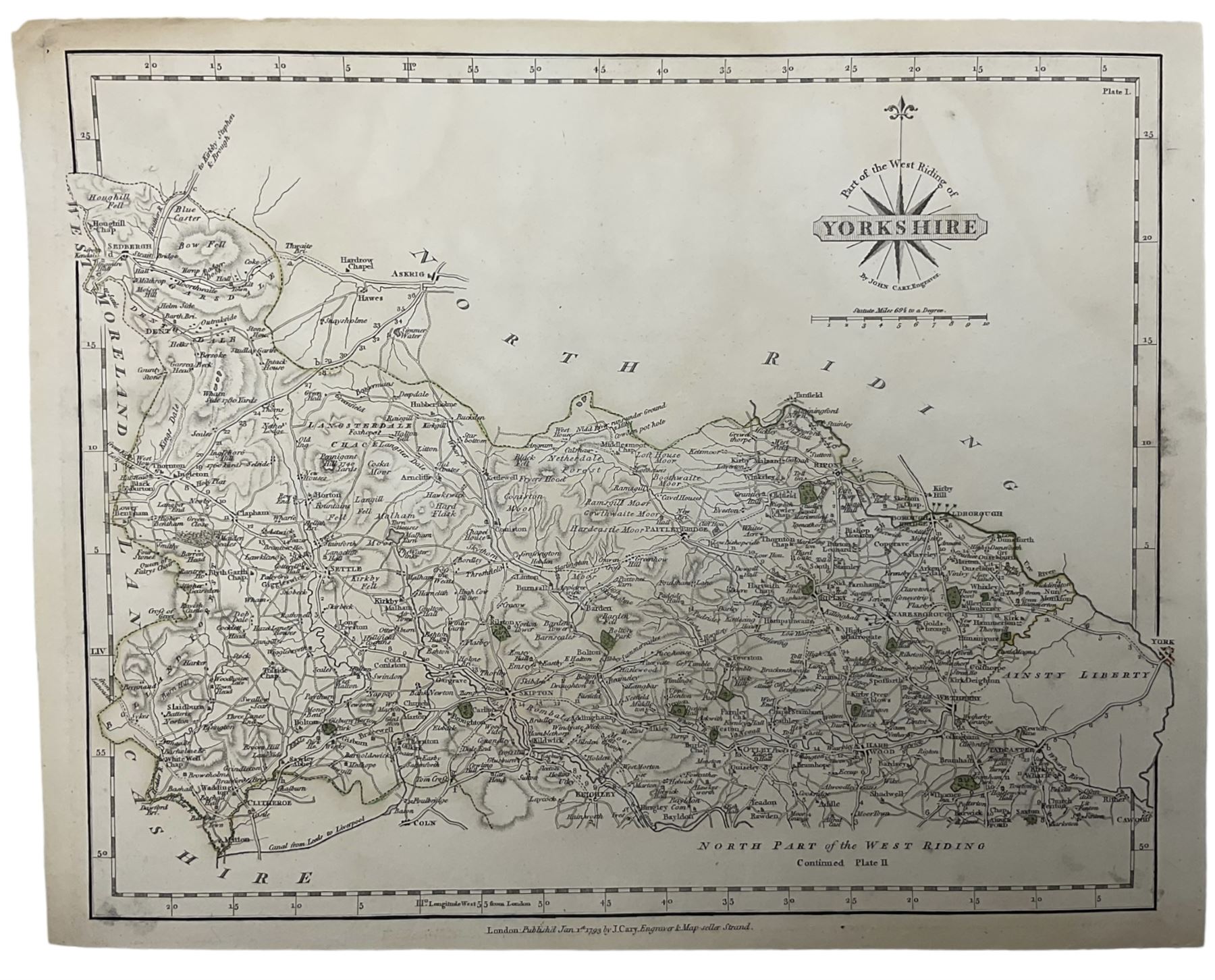 John Cary (British 1754-1835): 'North Riding of Yorkshire' 'North Plan of the West Riding' South Par - Image 2 of 8