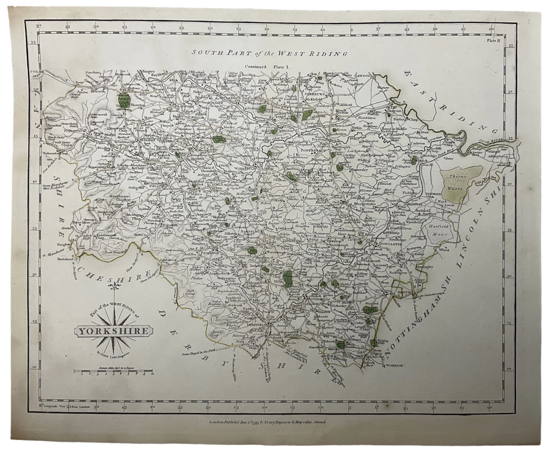 John Cary (British 1754-1835): 'North Riding of Yorkshire' 'North Plan of the West Riding' South Par - Image 4 of 8