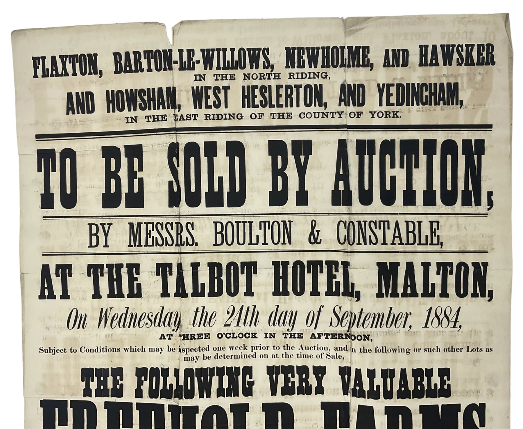 Auction poster for the sale of farms and land in Barton le Willows - Image 2 of 2