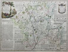 Emanuel Bowen (British 1694-1767): 'An Accurate Map Of The County Of Worcester Divided Into Its Hund