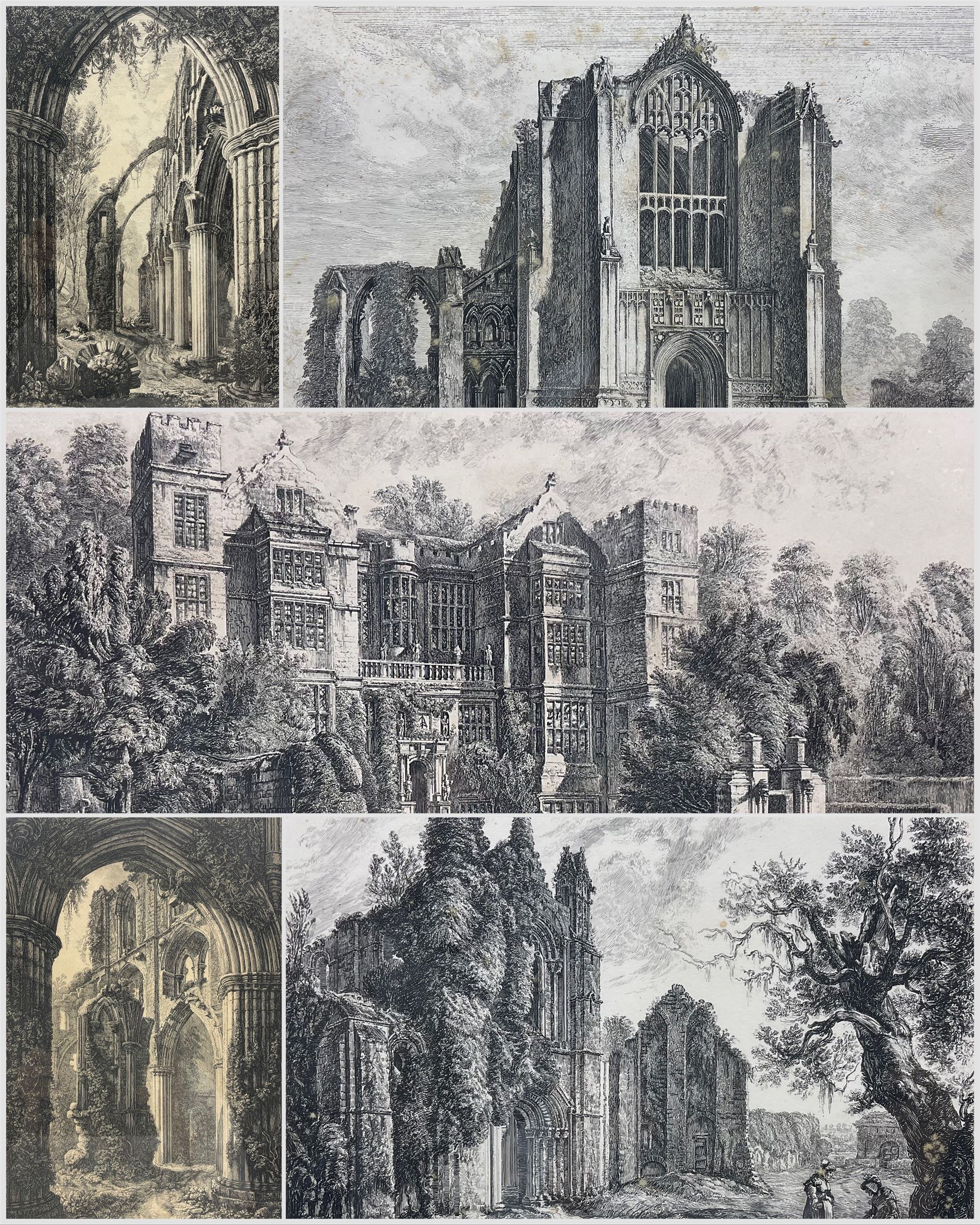 George Cuitt Jnr. (British 1779-1854): 'Fountains Hall' 'Bolton Abbey - West End' 'Kirkstall Abbey -