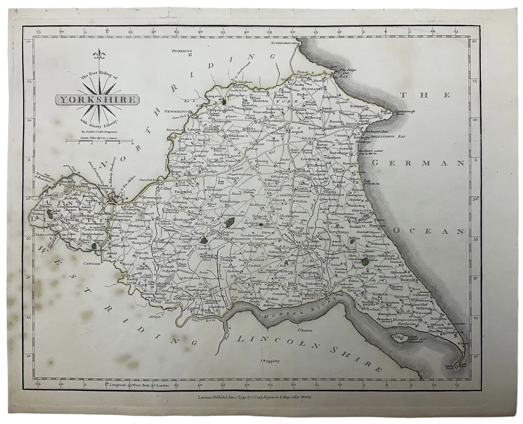 John Cary (British 1754-1835): 'North Riding of Yorkshire' 'North Plan of the West Riding' South Par - Image 5 of 8