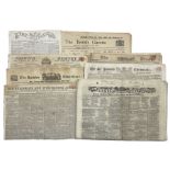 Collection of mainly 19th century newspapers including Yorkshire Gazette 1821