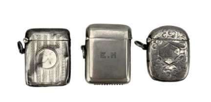 Silver vesta case engraved with initials Chester 1910 Maker Sampson Mordan & Co