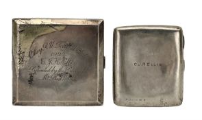 Silver cigarette case inscribed 'Otley R.U. Football Club 1929' and another with personal inscriptio