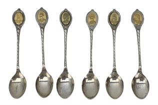 Set of six silver jubilee silver teaspoons 'The Sovereign Queens spoon collection'