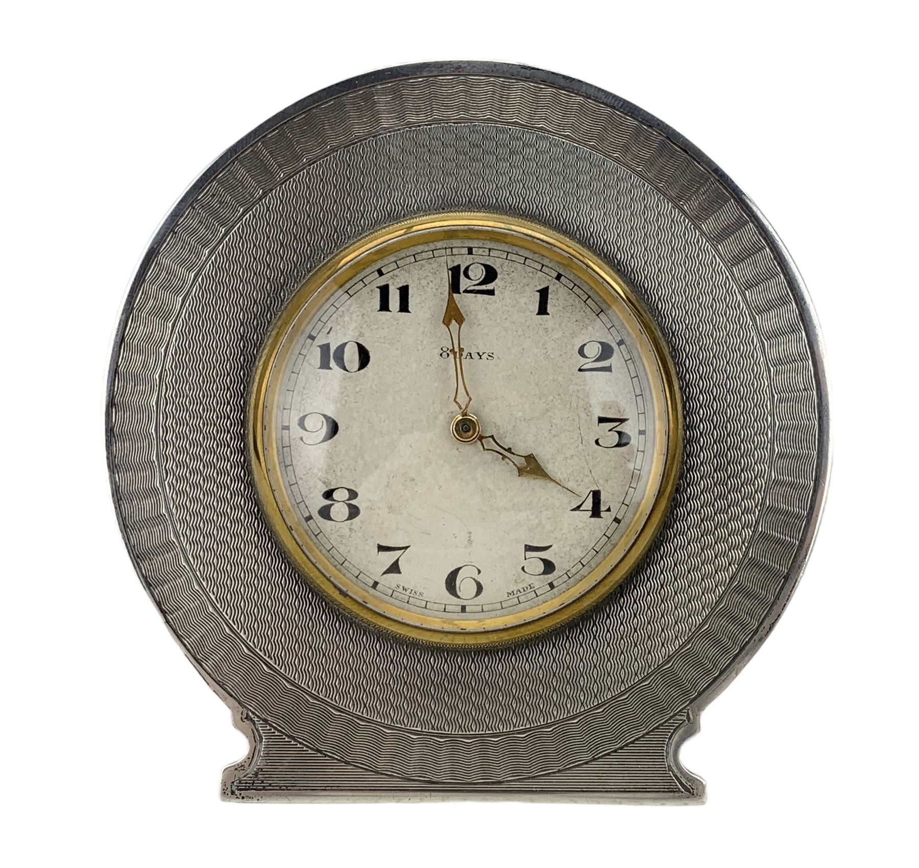 Bedside strut clock with eight day Swiss movement