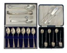 Set of six silver tea spoons with harebell stems Sheffiled 1925 Maker Thomas Bradbury & Sons