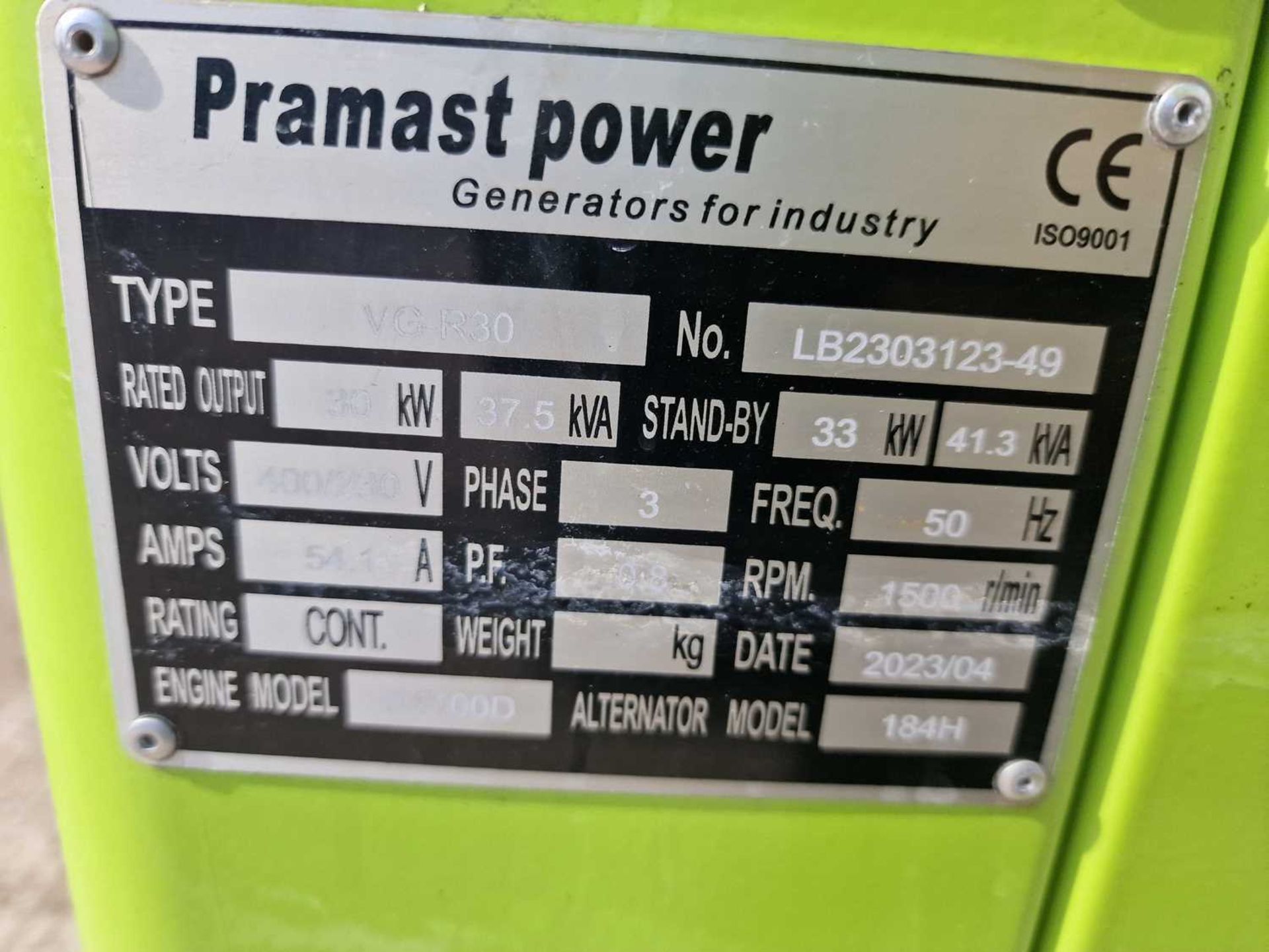 Pramast VG-R30 37.5KvA Generator - Image 10 of 10
