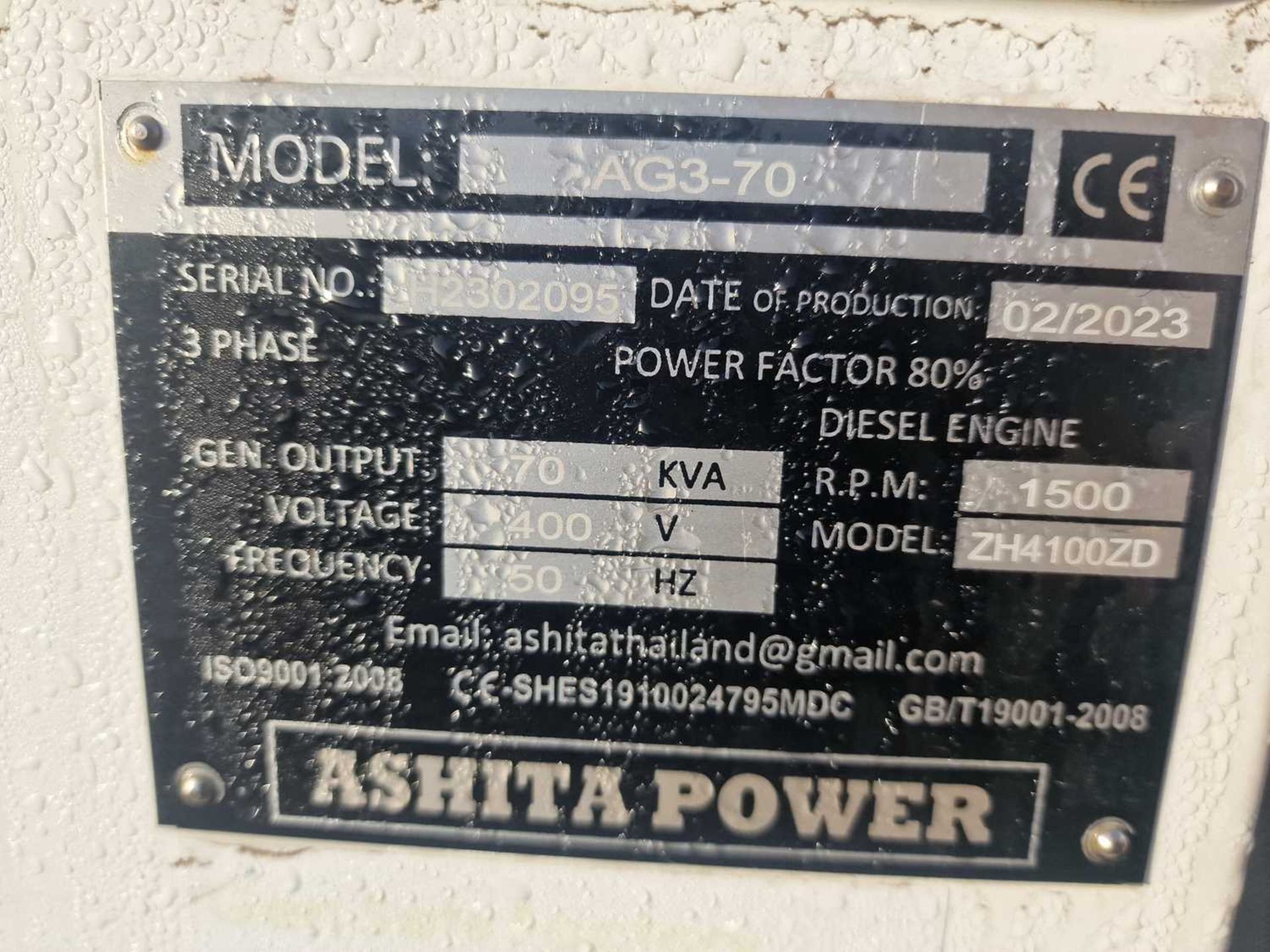 Unused 2023 Ashita AG3-70 70KvA Generator - Image 12 of 12