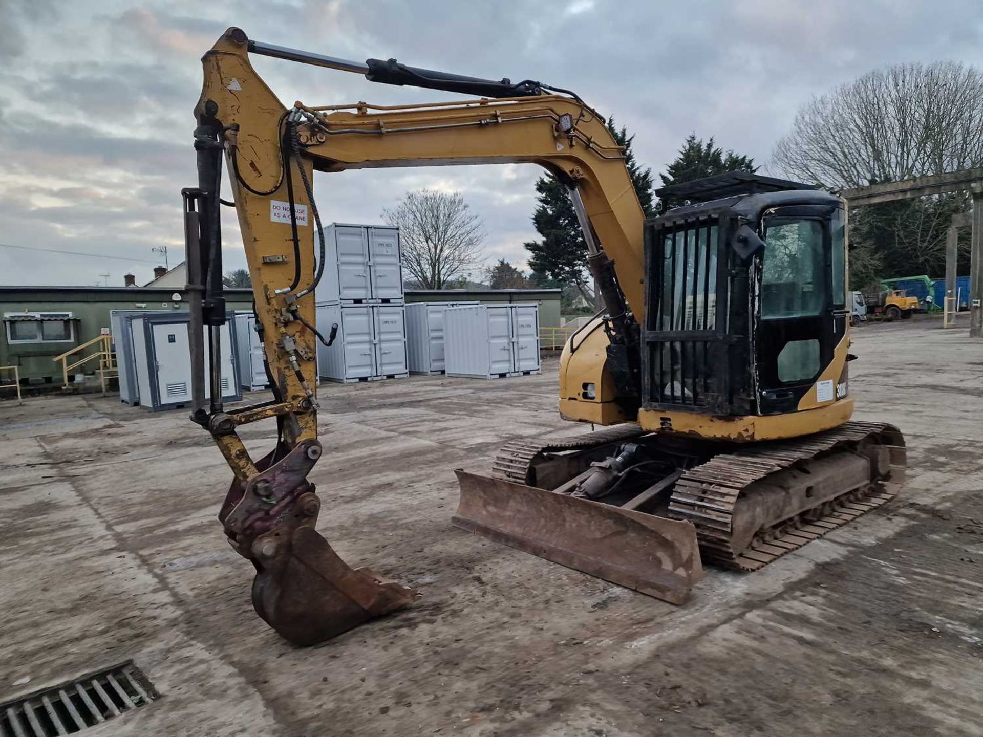 2008 CAT 308C CR 450mm Steel Tracks, Blade, CV, Hydraulic QH, Piped, Aux. Piping, A/C, Demo Cage