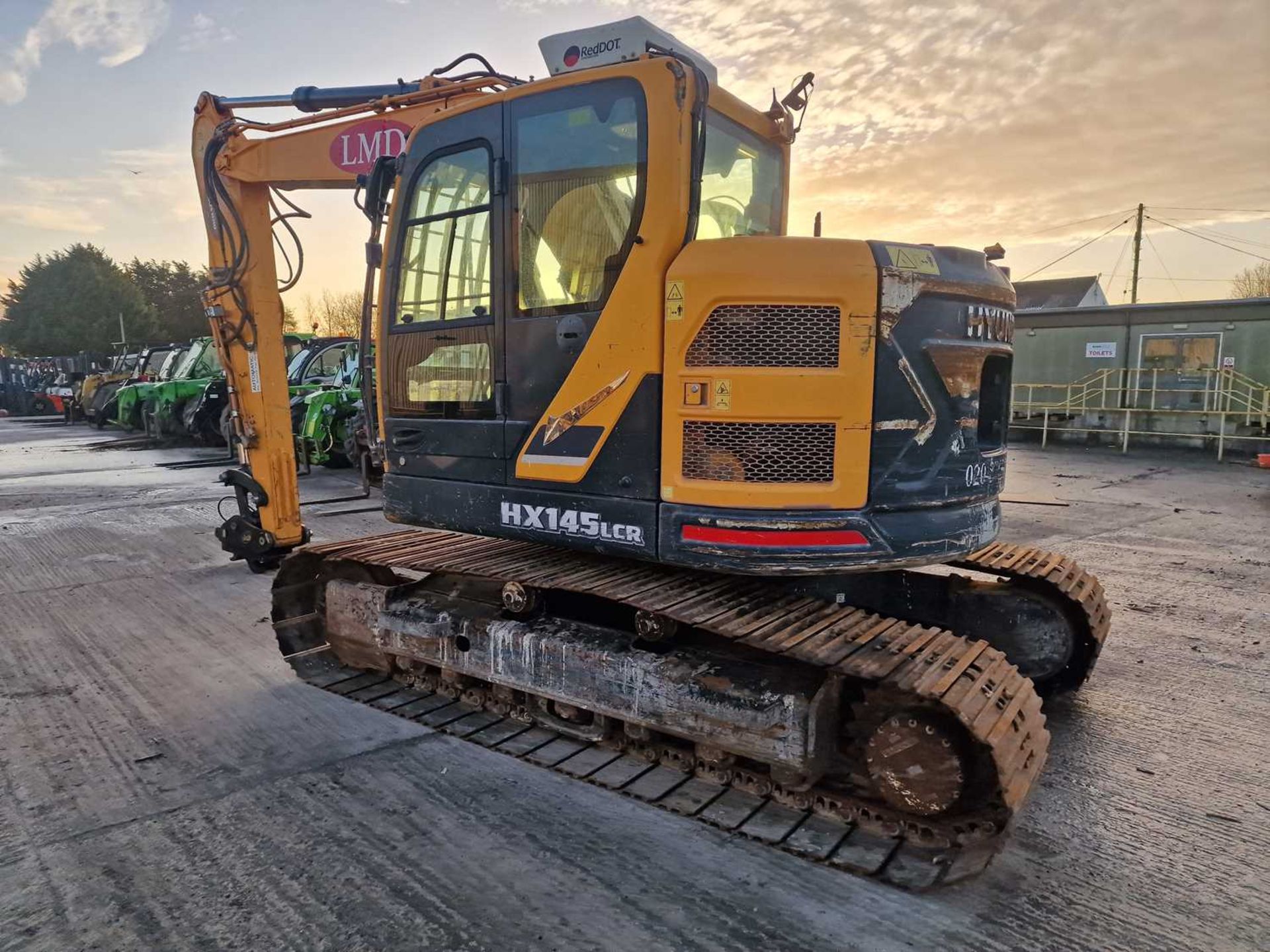 2017 Hyundai HX145LCR, 700mm Steel Tracks, CV, Geith Hydraulic QH, Piped, Aux. Piping, Demo Cage, Re - Image 3 of 66