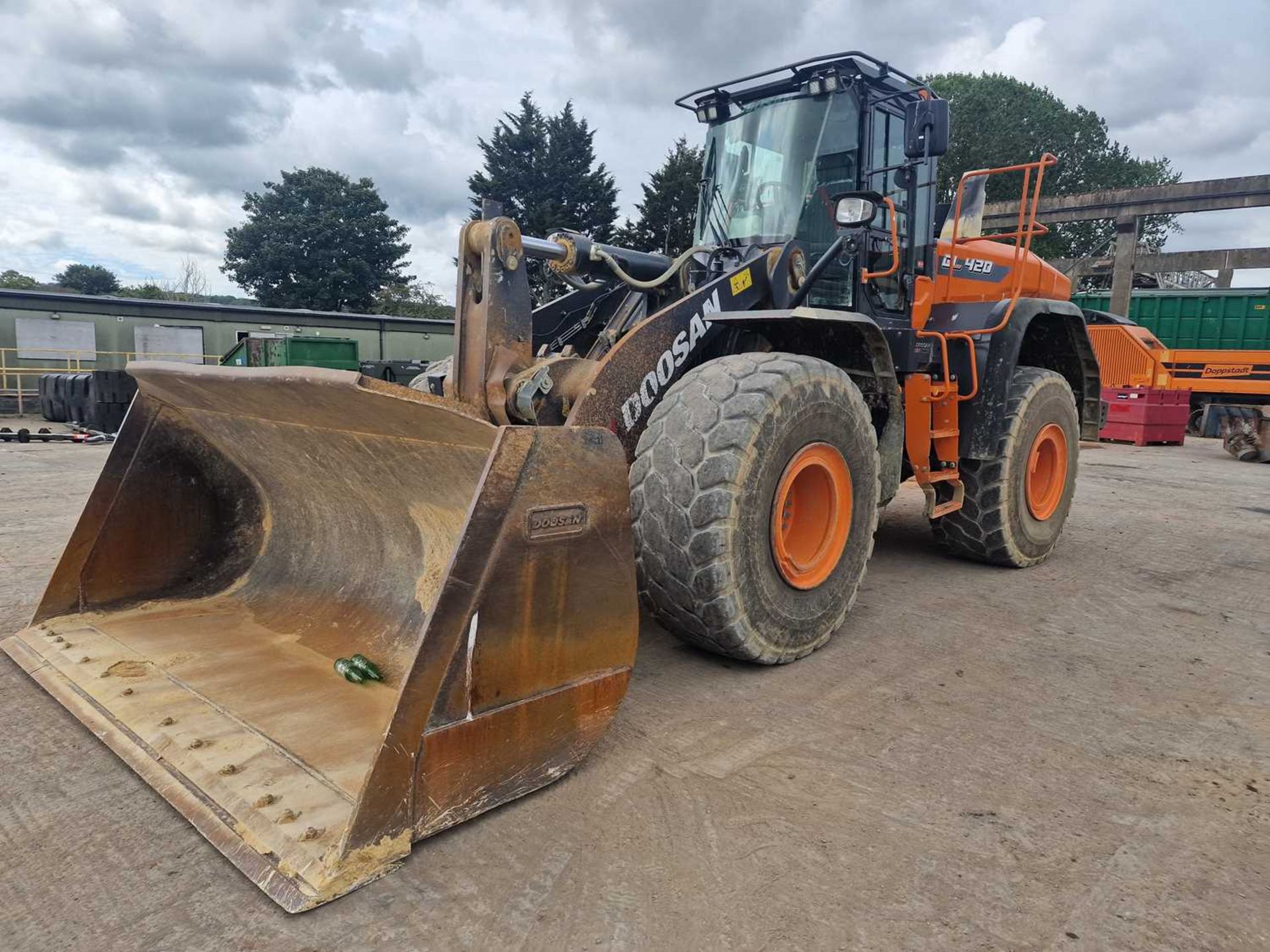 2021 Doosan DL420-7 Wheeled Loader, Reverse Camera, Joystick Controls, Auto Lube, WLI, A/C