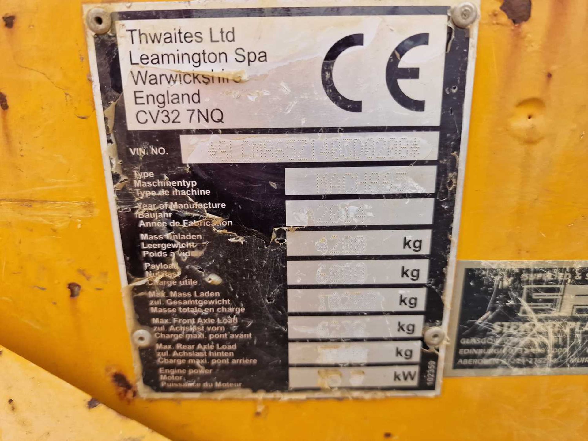 2014 Thwaites 6 Ton Dumper, Roll Bar - Image 22 of 66