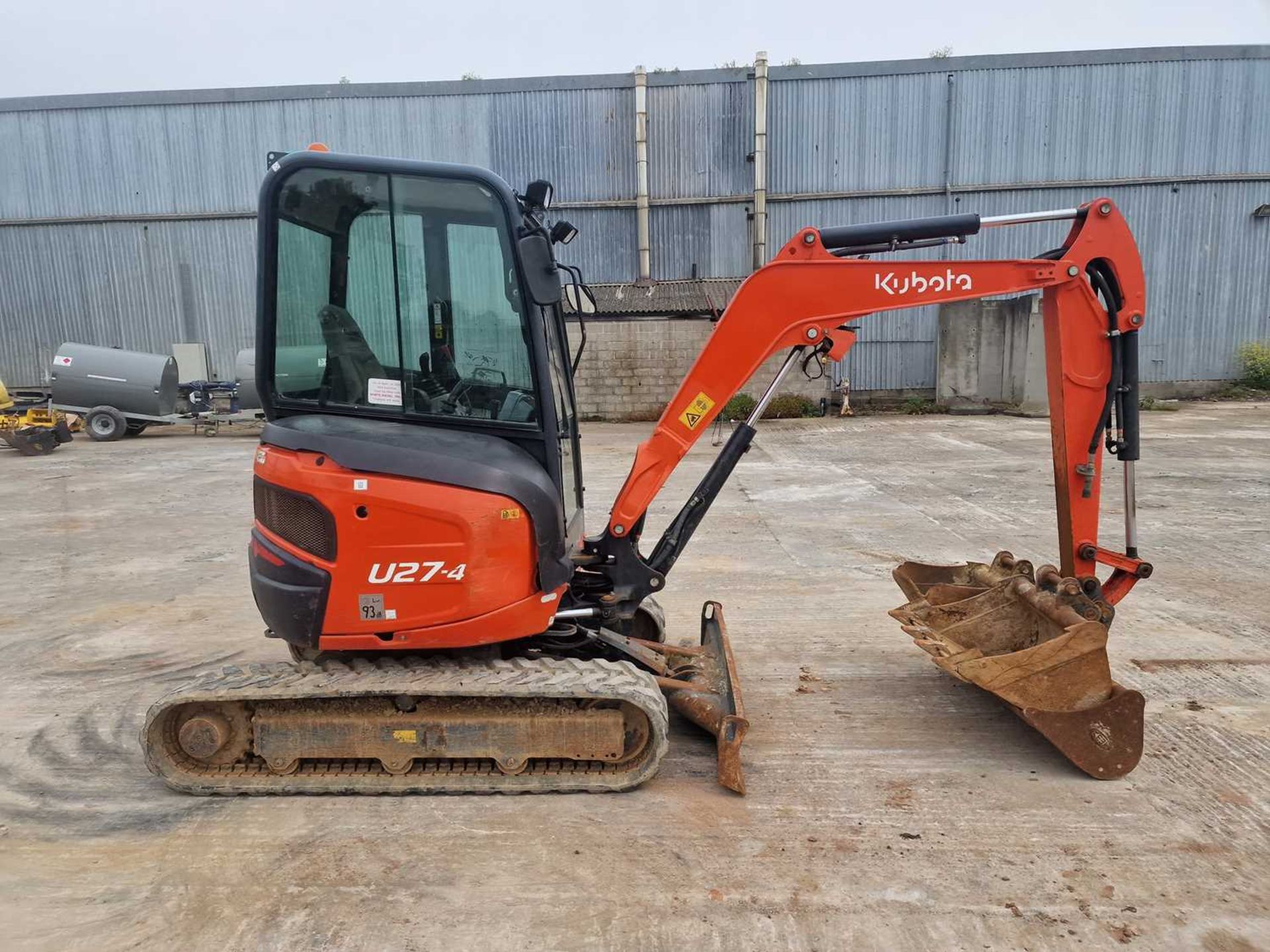 2016 Kubota U27-4 Rubber Tracks, Blade, Offset, Strickland Manual QH, Piped, 48", 24", 18" Bucket - Image 41 of 70