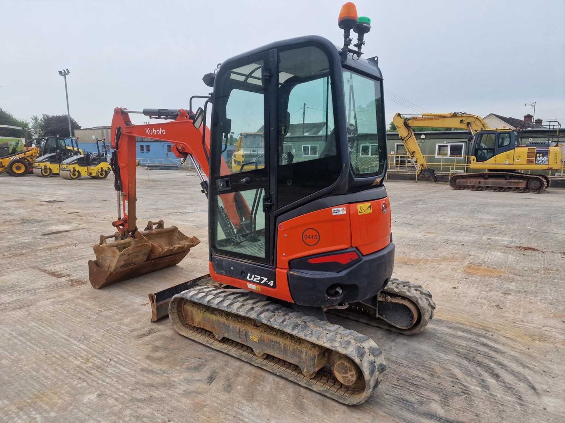 2016 Kubota U27-4 Rubber Tracks, Blade, Offset, Strickland Manual QH, Piped, 48", 24", 18" Bucket - Image 3 of 70