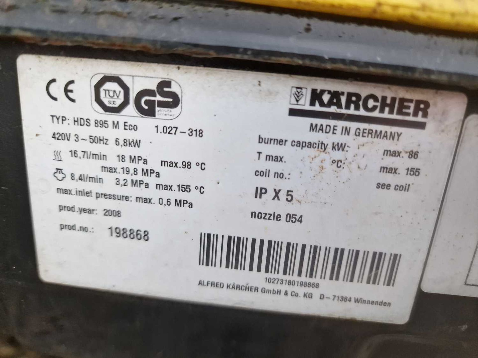 2008 Karcher HDS895M Eco 400Volt Pressure Washer - Image 9 of 9