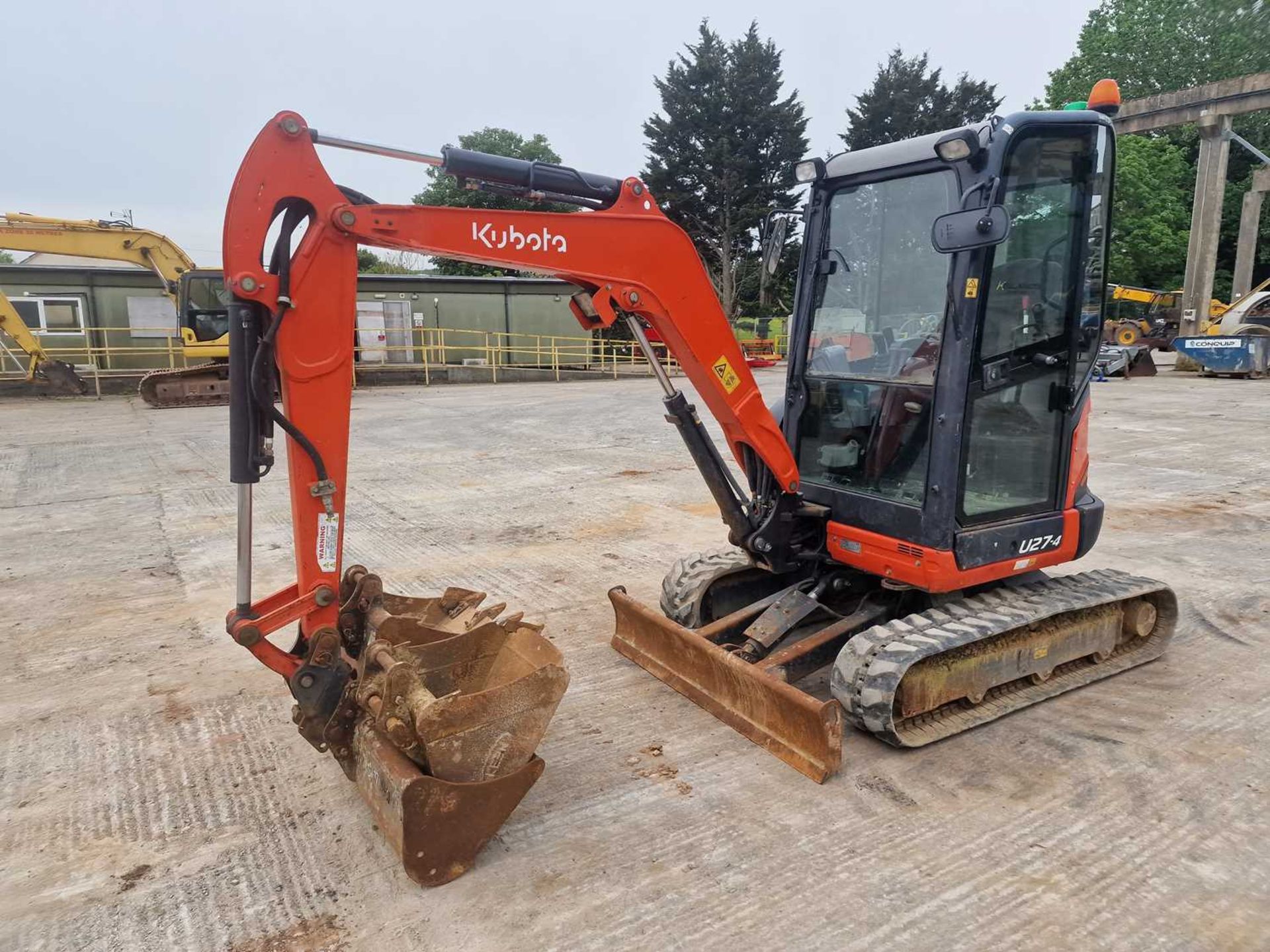 2016 Kubota U27-4 Rubber Tracks, Blade, Offset, Strickland Manual QH, Piped, 48", 24", 18" Bucket