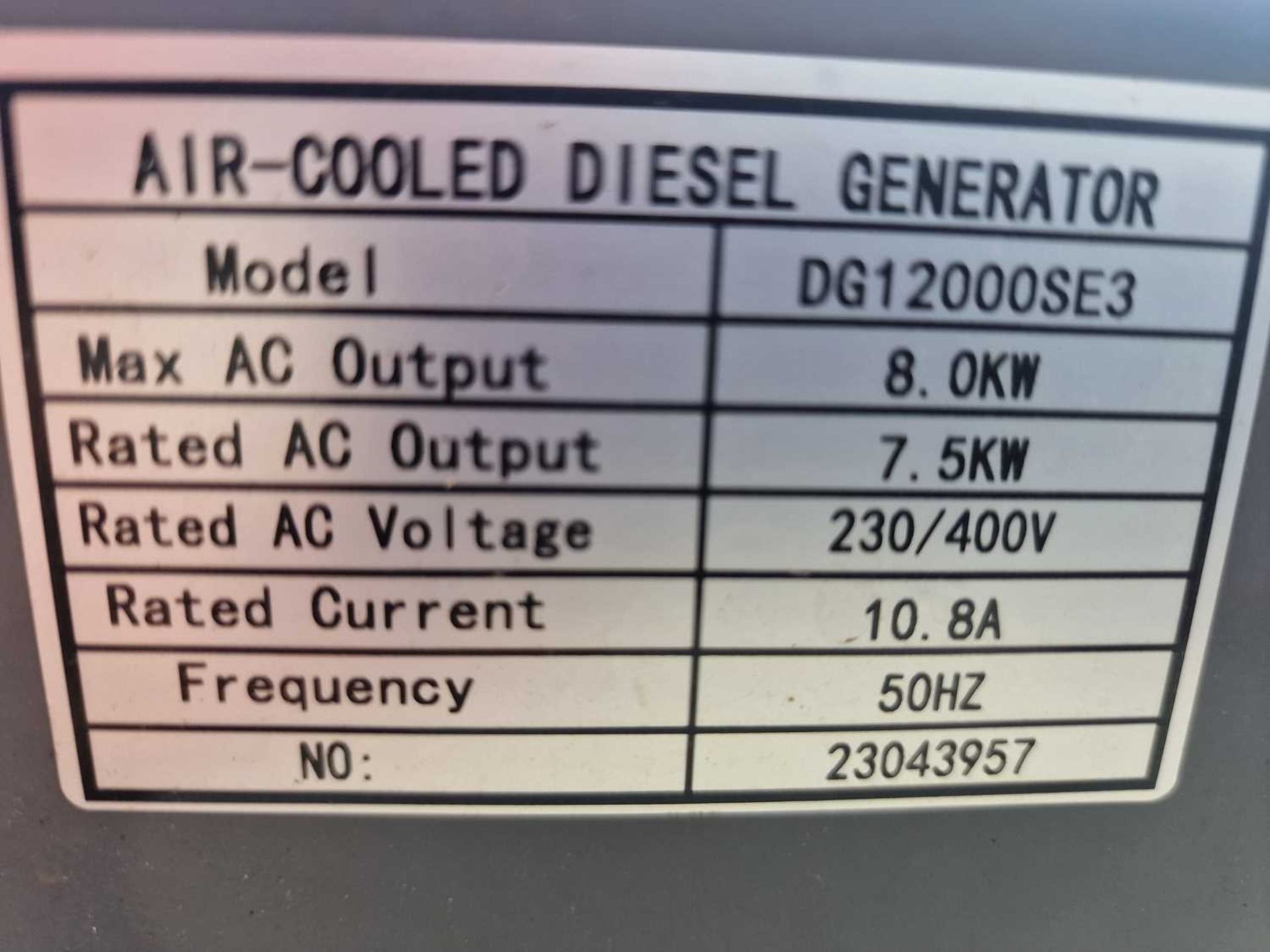 Unused 2023 Ashita Power DG12000SE3 12KvA Generator - Image 8 of 8