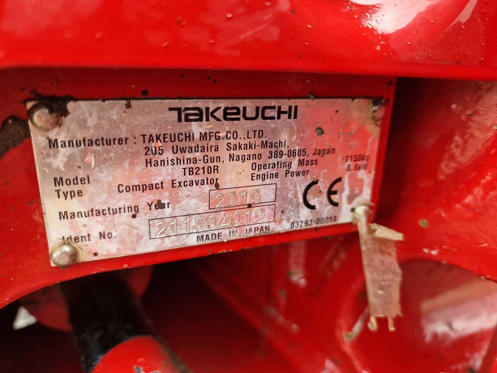 2019 Takeuchi TB210R Rubber Tracks, Blade, Offset, Manual QH, Piped, Expanding Undercarriage, Roll B - Image 96 of 96