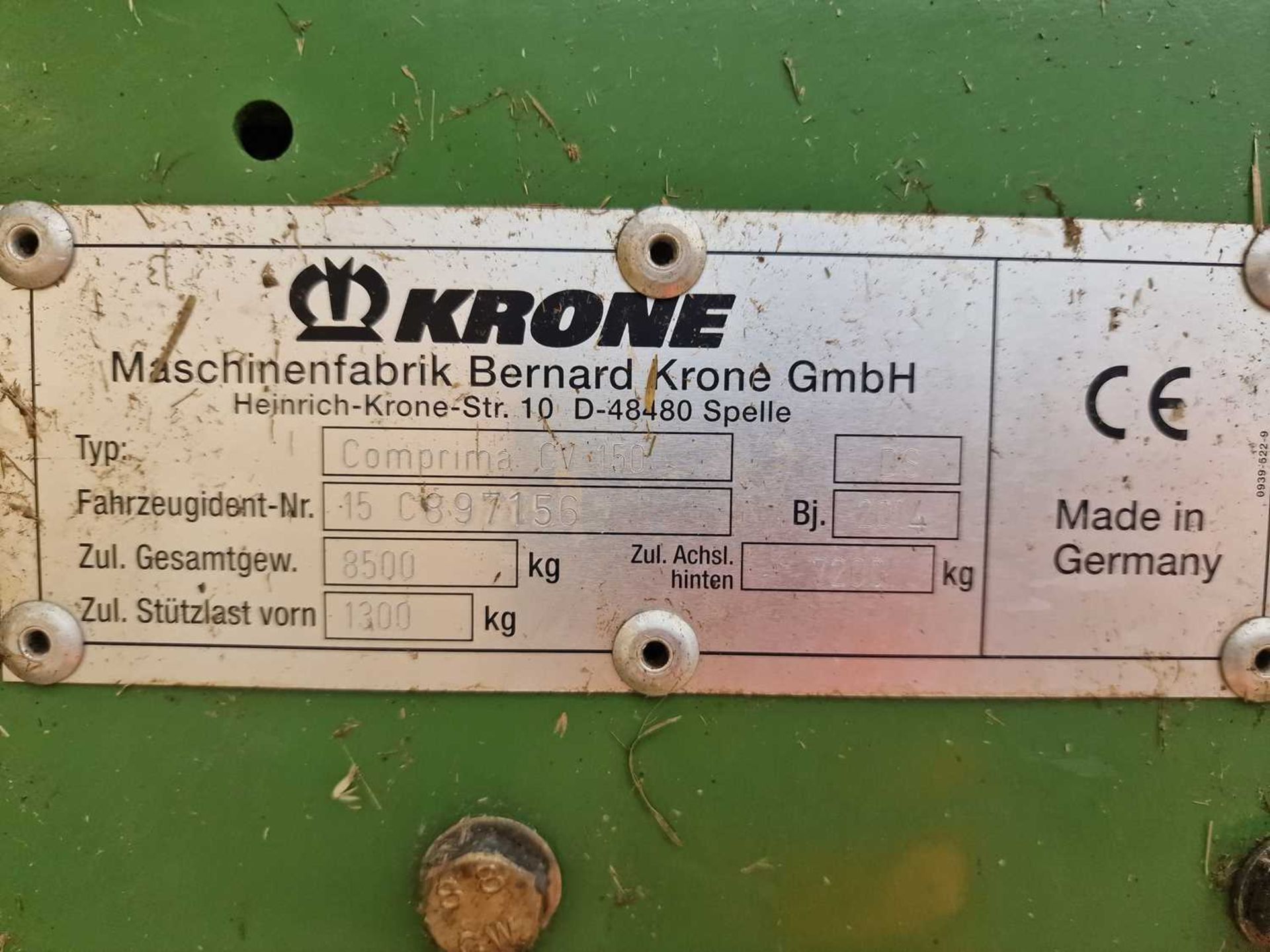 2014 Krone Comprima CV155XC Twin Axle PTO Driven Round Baler Wrapper, Isobus Ready - Image 22 of 22