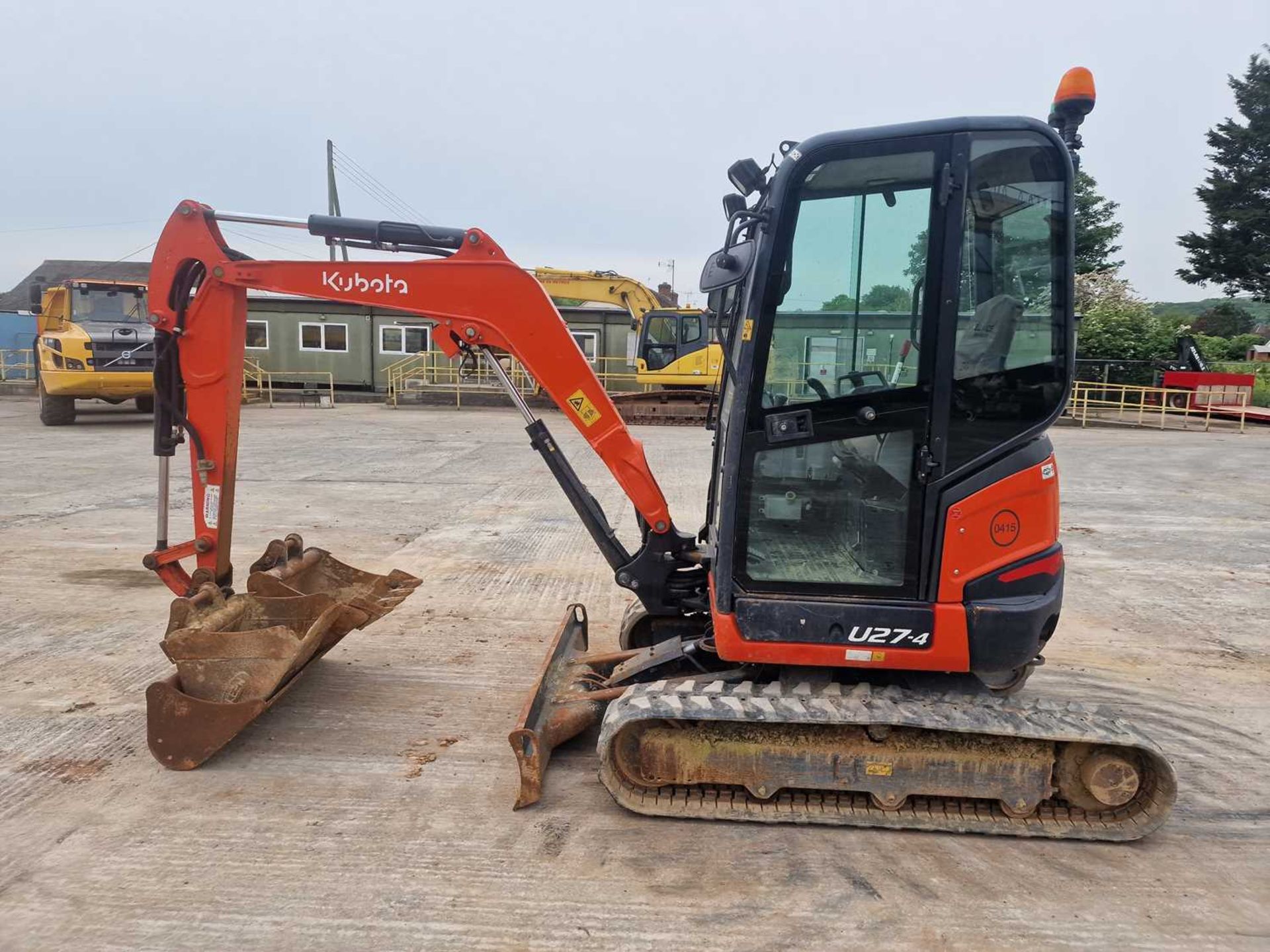 2016 Kubota U27-4 Rubber Tracks, Blade, Offset, Strickland Manual QH, Piped, 48", 24", 18" Bucket - Image 37 of 70