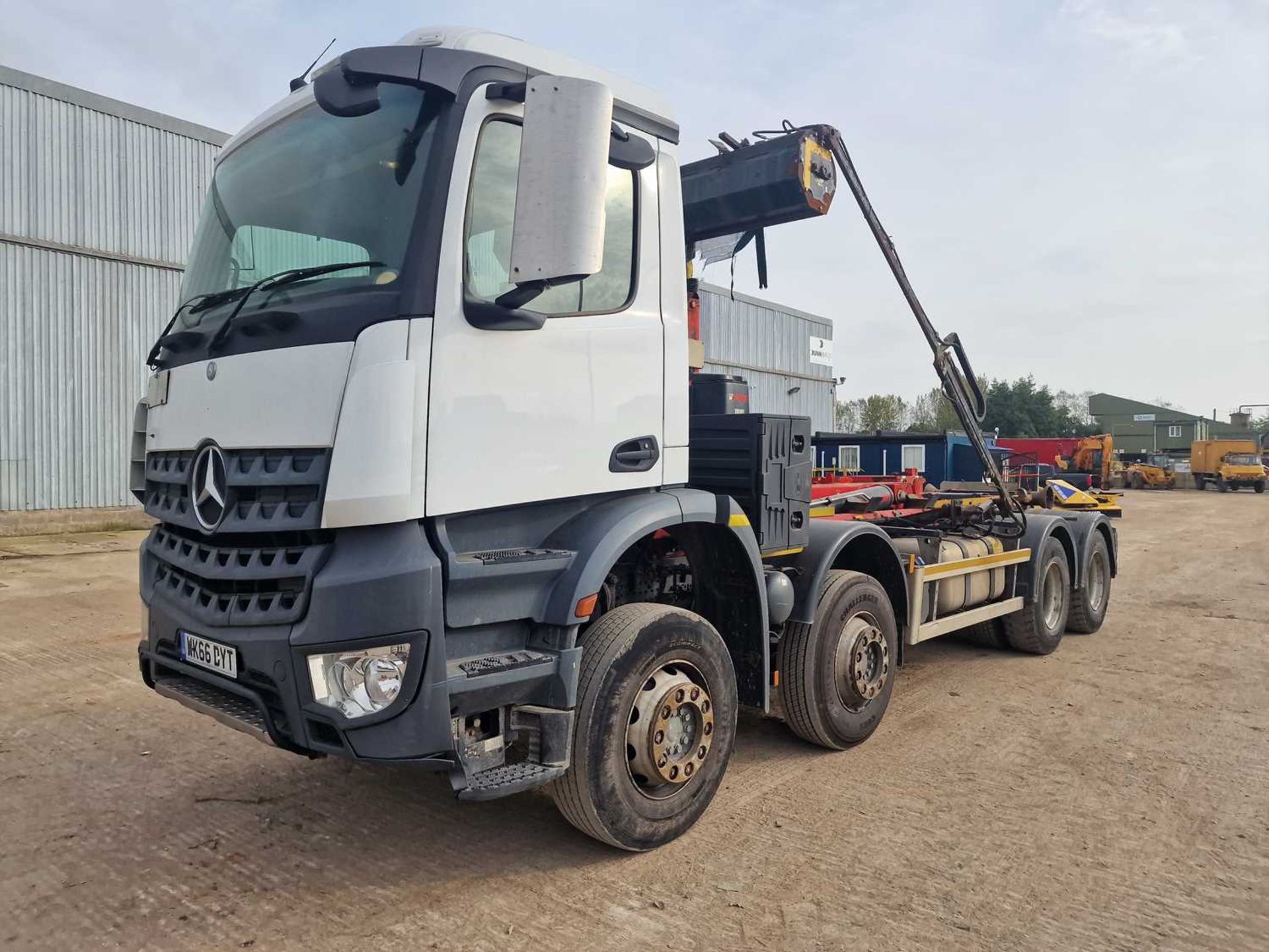 2017 Mercedes 8x4 Hook Loader Lorry, Multilift Equipment, Easy Sheet, Reverse Camera, A/C (Reg. Docs