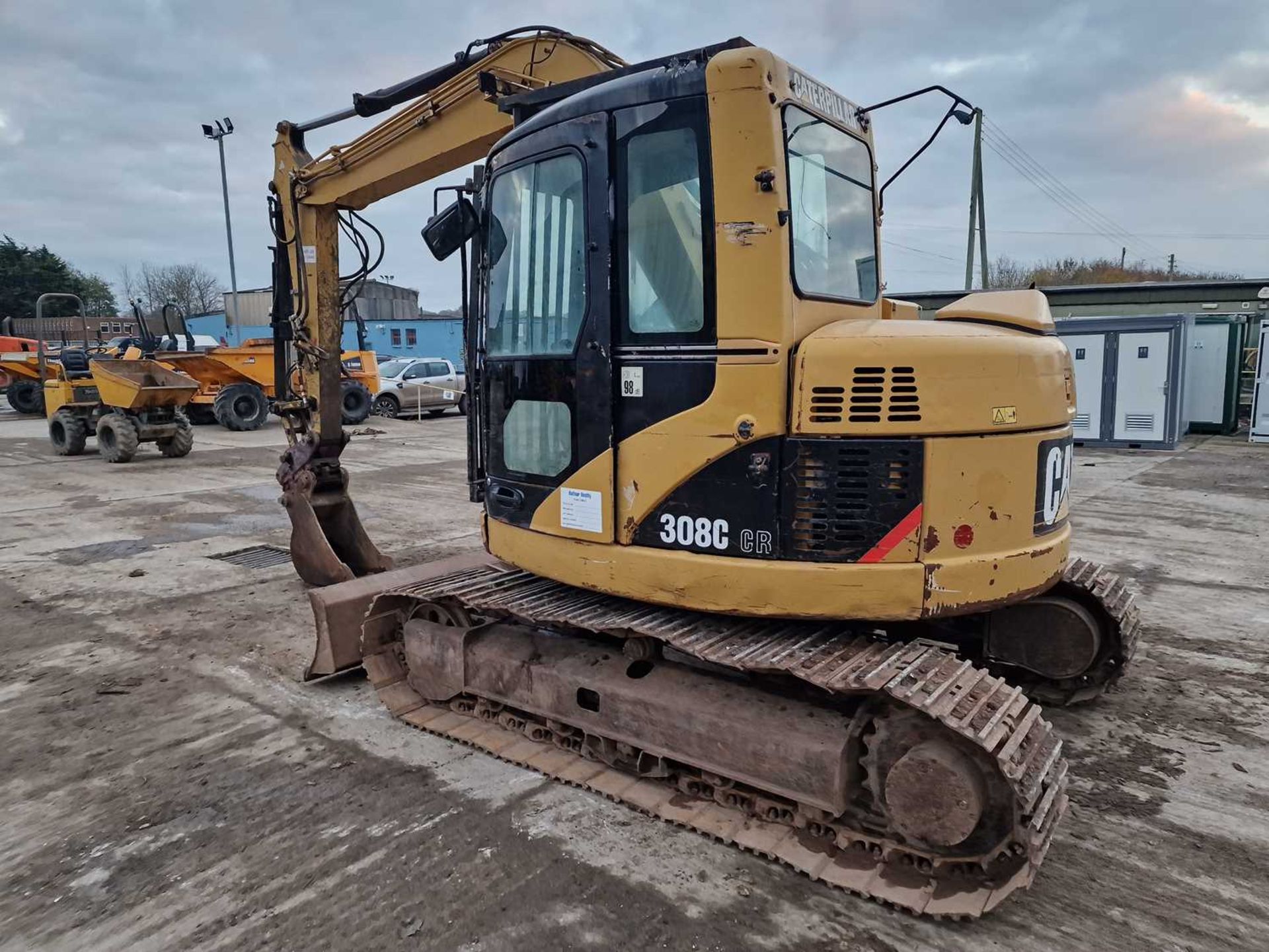 2008 CAT 308C CR 450mm Steel Tracks, Blade, CV, Hydraulic QH, Piped, Aux. Piping, A/C, Demo Cage - Image 71 of 102