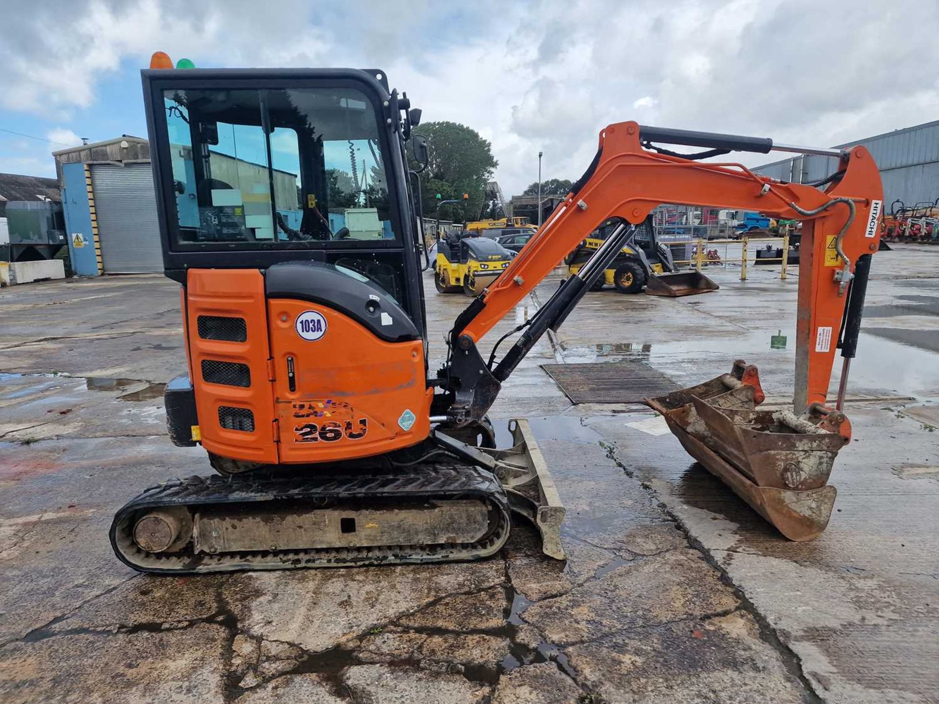 2018 Hitachi ZX26U-5A CR, Rubber Tracks, Blade, Offset, Whites Manual QH, Piped, 48", 18", 12" Bucke - Image 6 of 35