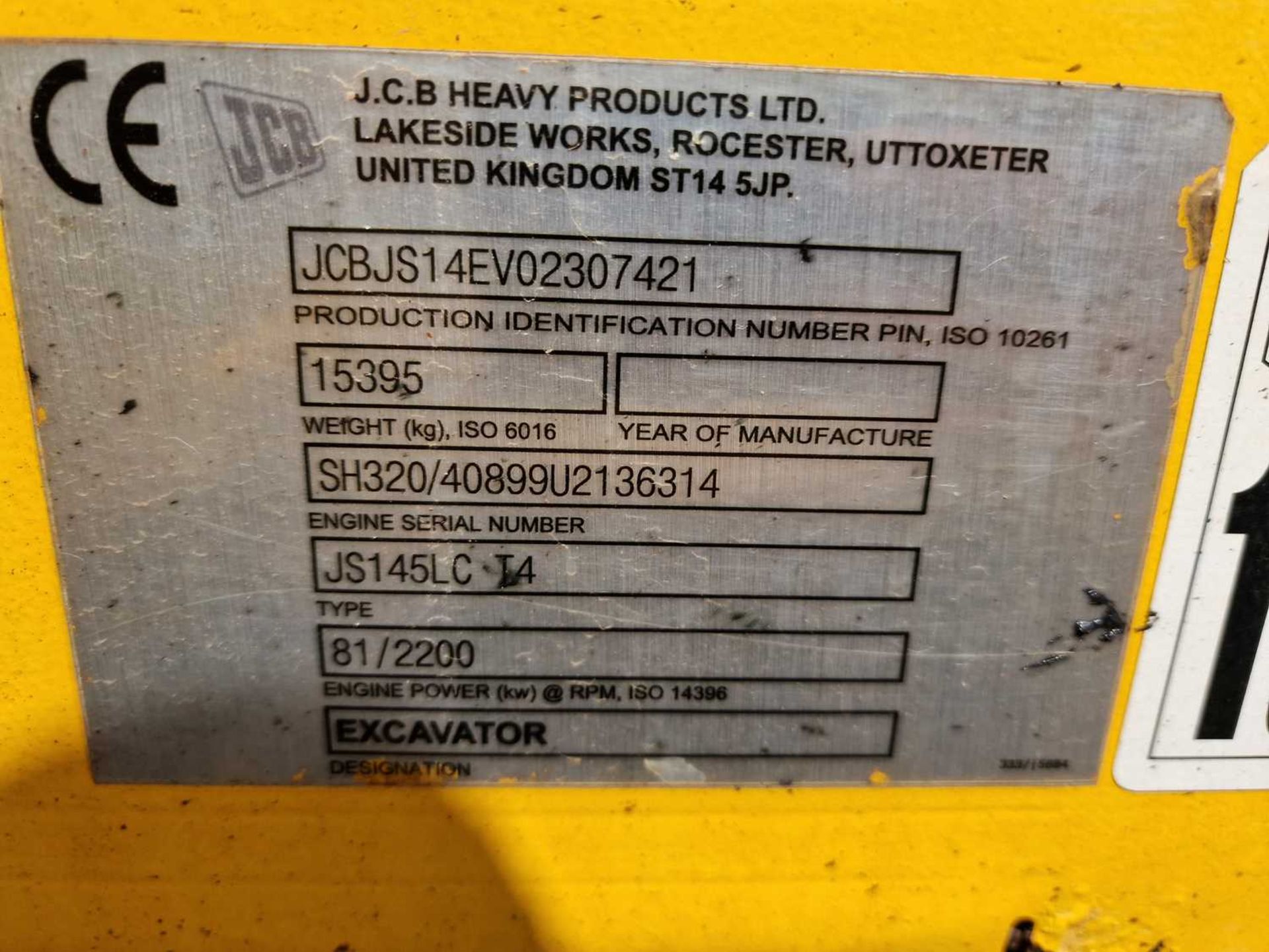 2014 JCB JS145LC 700mm Steel Tracks, CV, Hydraulic QH, Piped, Reverse Camera, A/C, 36" Bucket (EPA C - Image 38 of 117