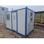 Unused 12' x 7' Multi-Functional Mobile Office c/w Sink, Pull Out Sofa Bed, Table & Chairs, Toilet, 