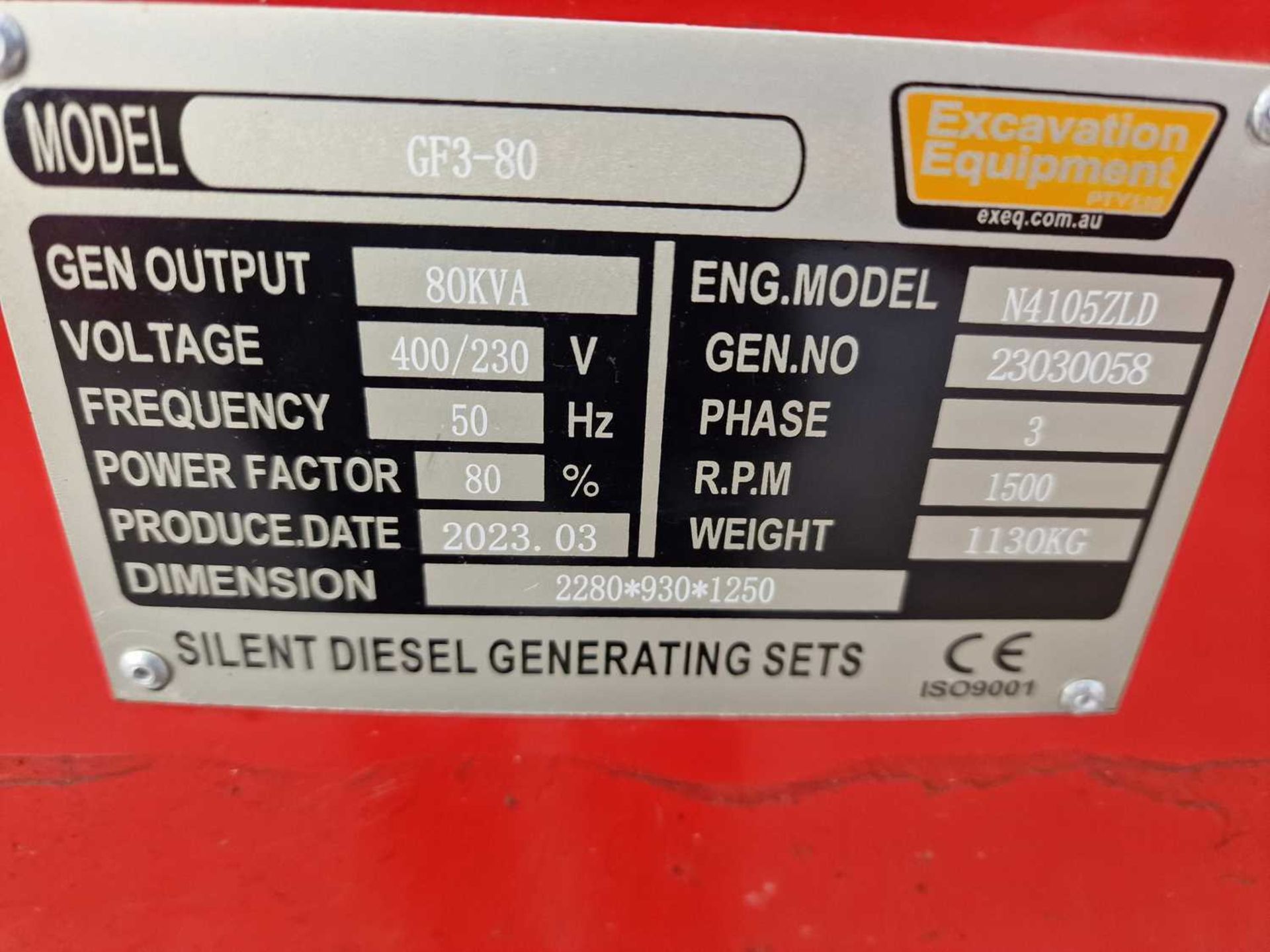 2023 Excavation Equipment GF3-80 80KvA Generator - Image 13 of 13