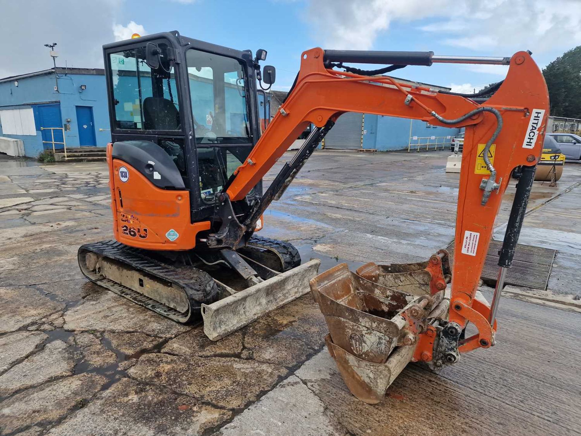 2018 Hitachi ZX26U-5A CR, Rubber Tracks, Blade, Offset, Whites Manual QH, Piped, 48", 18", 12" Bucke - Image 7 of 35