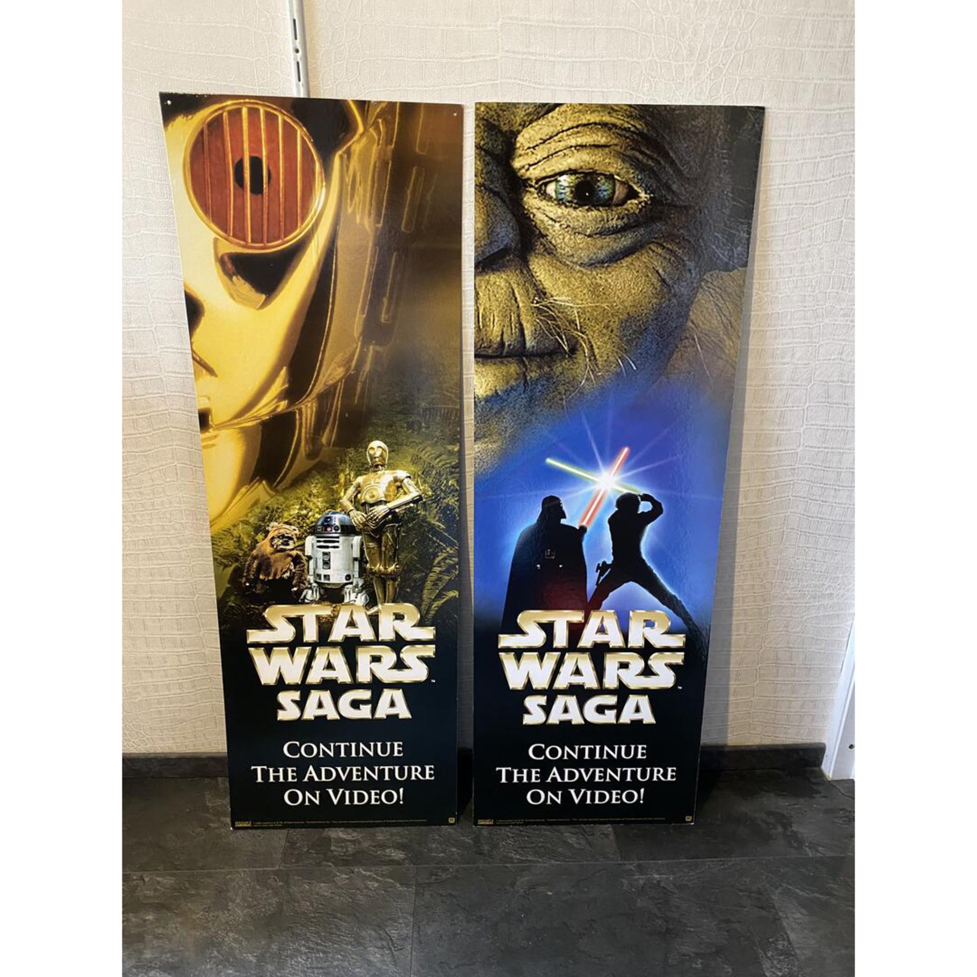 Set of 3 Large 2000 Star Wars Saga Double-Sided Cardboard Cinema Posters - Image 2 of 4