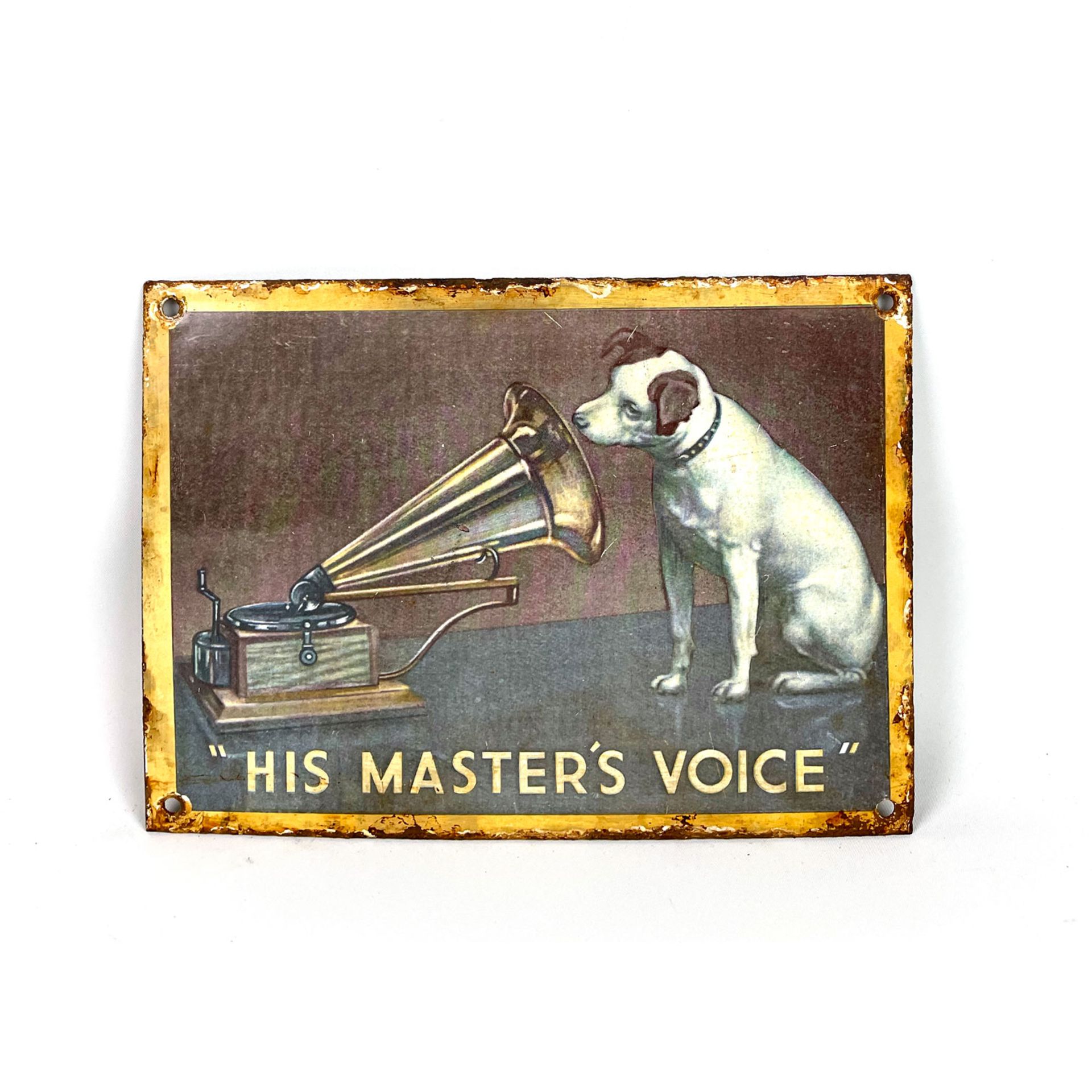 Vintage His Master's Voice Enamel Sign 