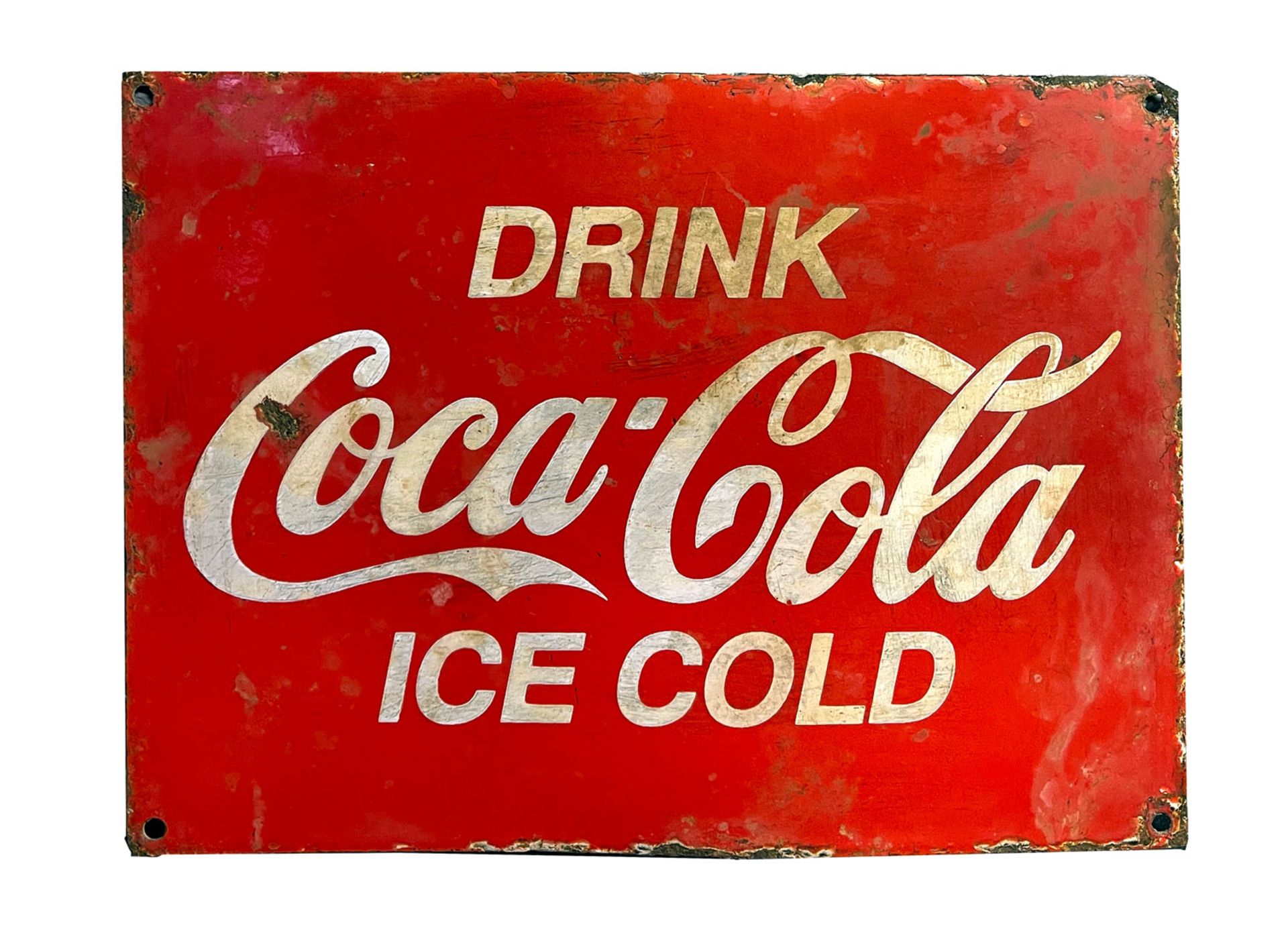 Vintage Coca-Cola 'Drink Ice Cold' Enamel Sign 