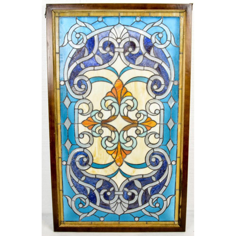 Framed Stained Leaded Glass Window - Image 2 of 4