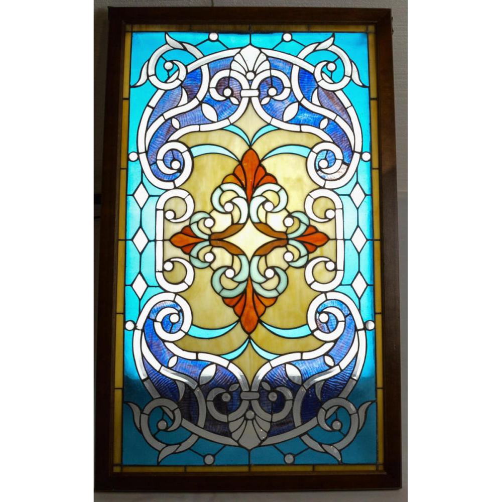 Framed Stained Leaded Glass Window - Image 4 of 4